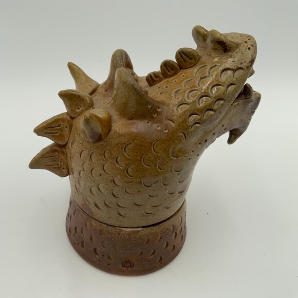 RARE Japanese Makers Marked Ceramic Dragon Incense Burner 2 Pcs - Picture 5 of 12